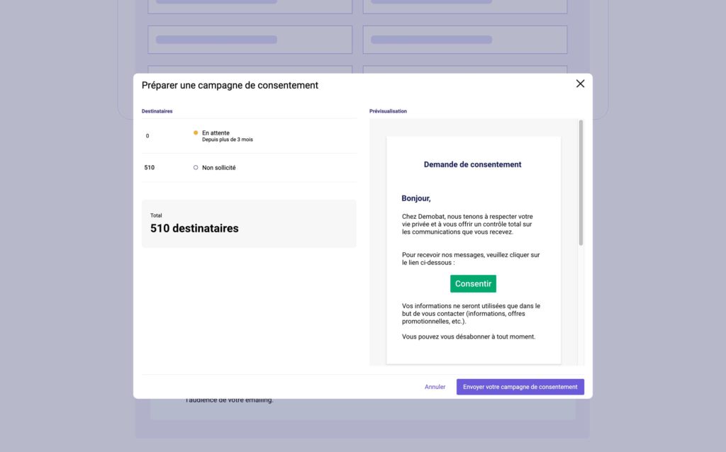 Préparer une campagne de consentement