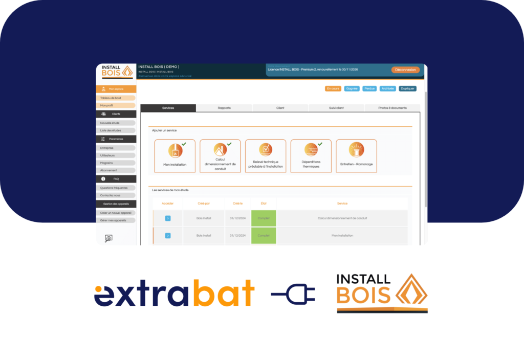 Connexion entre Install Bois et Extrabat Chauffage